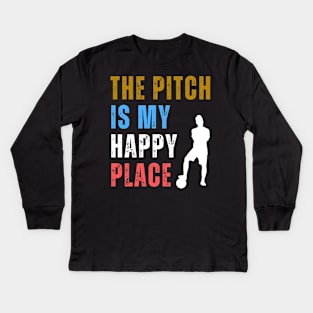 The Pitch Is My Happy Place Kids Long Sleeve T-Shirt